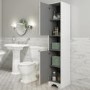 GRADE A1 - Traditional Tall Boy Bathroom Cabinet - Doors & Shelves - Matt White - Baxenden