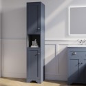 BeBa_24985A Double Door Blue Freestanding Tall Bathroom Cabinet 350 x 1884mm- Baxenden