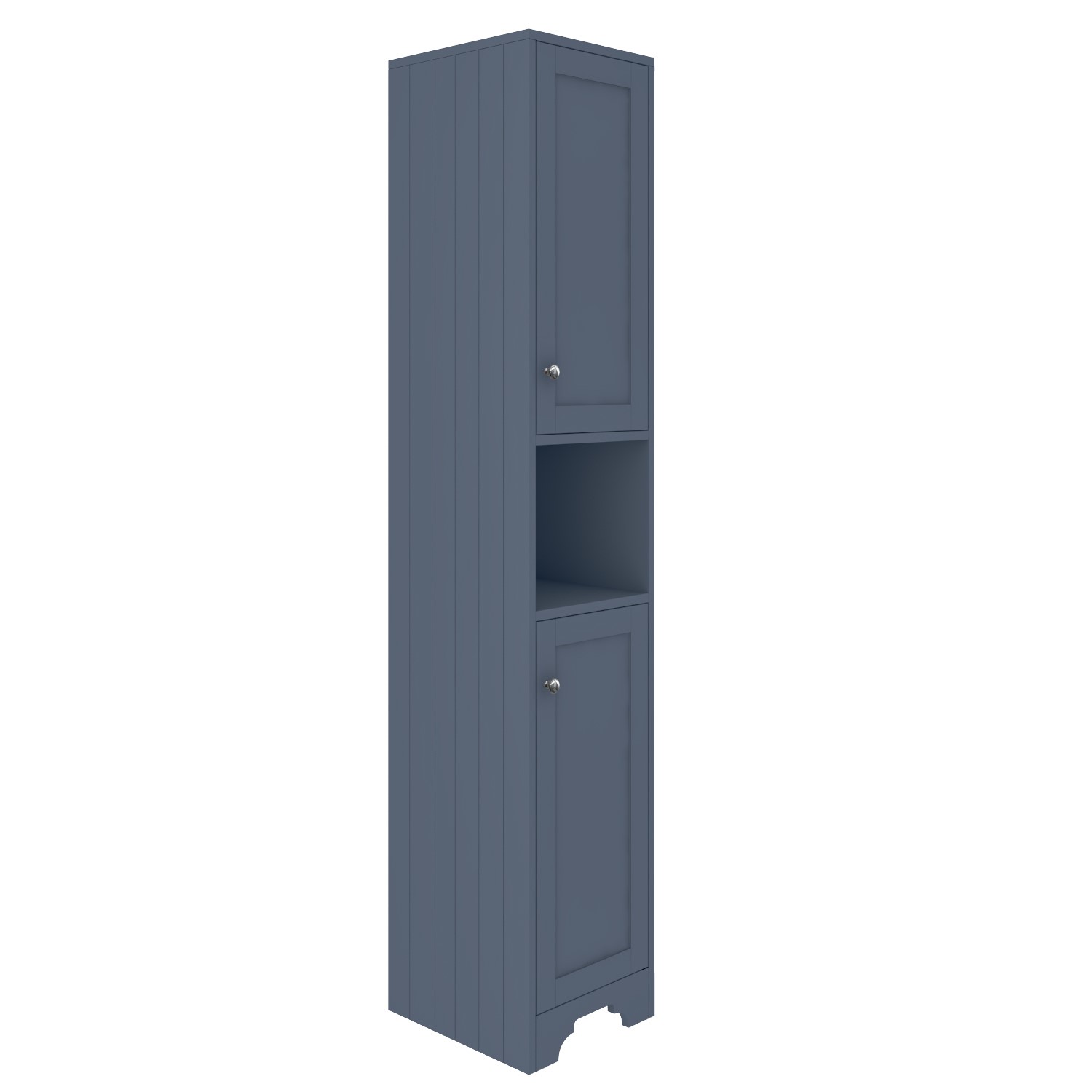 Traditional Tall Boy Bathroom Cabinet Doors Shelves Matt Blue Baxenden Better Bathrooms