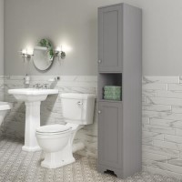Grey Freestanding Tall Bathroom Cabinet 350mm - Baxenden Grey Freestanding Tall Bathroom Cabinet 350mm - Baxenden