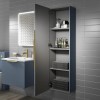 Single Door Blue Mirrored Wall Mounted Tall Bathroom Cabinet 400 x 1400mm - Sion