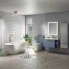Single Door Blue Mirrored Wall Mounted Tall Bathroom Cabinet 400 x 1400mm - Sion