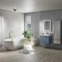 GRADE A1 - 400mm Blue Mirrored Wall Mounted Tall Bathroom Cabinet - Sion