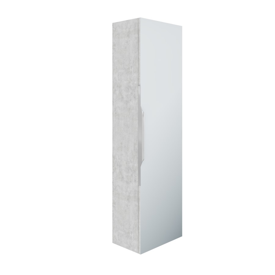 GRADE A1 - 400mm Concrete Mirrored Wall Mounted Tall Bathroom Cabinet - Sion