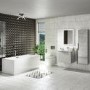 GRADE A1 - 400mm Concrete Mirrored Wall Mounted Tall Bathroom Cabinet - Sion
