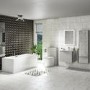 GRADE A1 - 400mm Concrete Mirrored Wall Mounted Tall Bathroom Cabinet - Sion