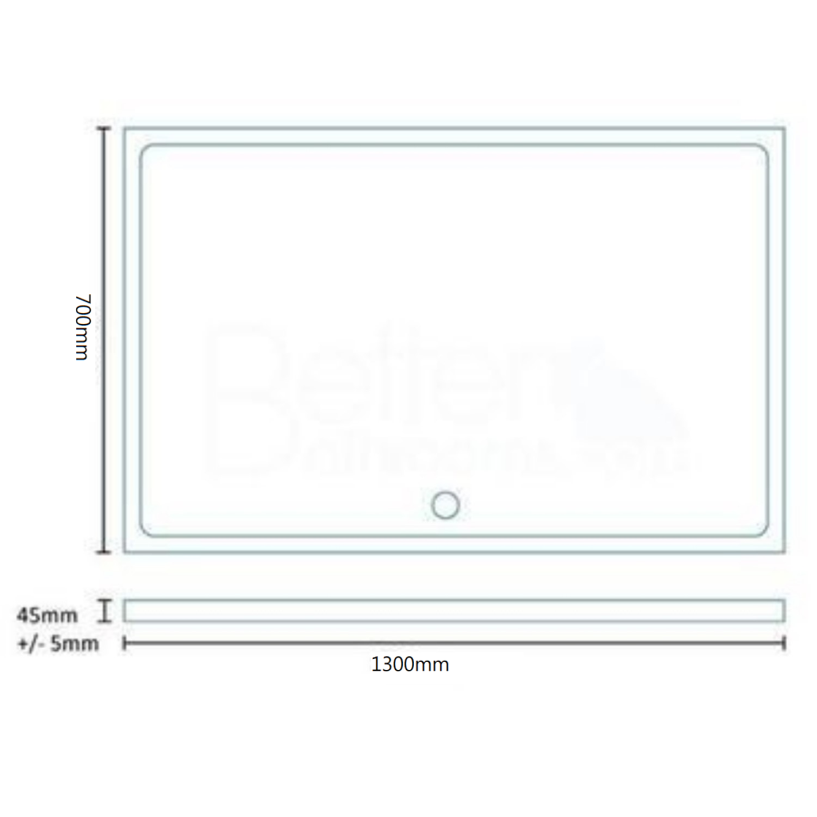 1300 x 700mm Stone Resin Low Profile Rectangular Shower Tray - Slim Line