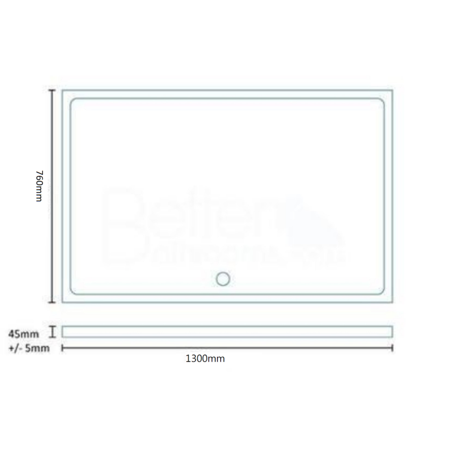 1300 x 760mm Stone Resin Low Profile Rectangular Shower Tray - Slim Line