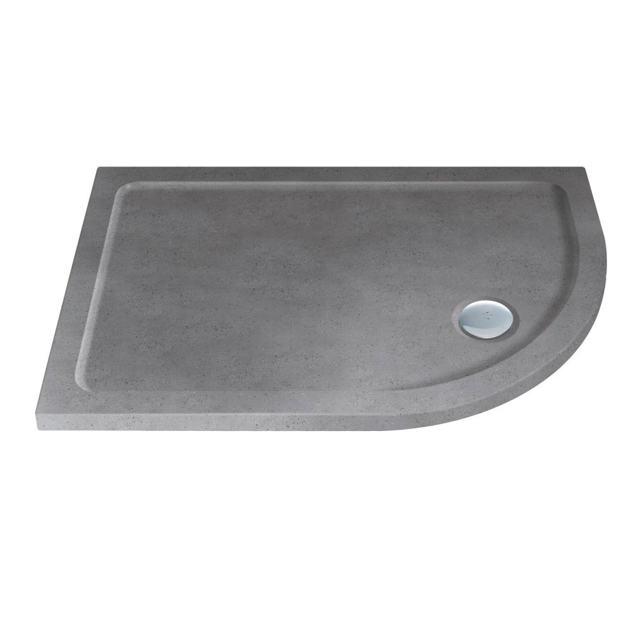 Slim Line Grey Sparkle 900 x 800 Right Hand Offset Quadrant Shower Tray