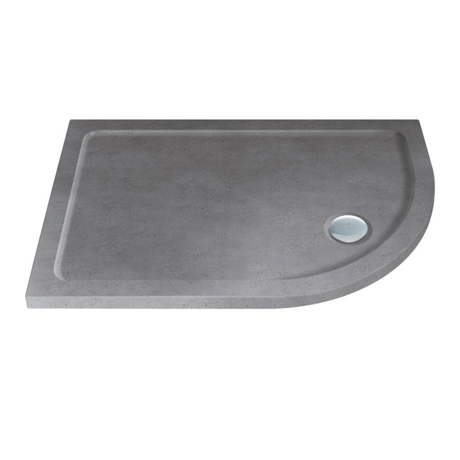 Slim Line Grey Sparkle 1000 x 800 Right Hand Offset Quadrant Shower Tray
