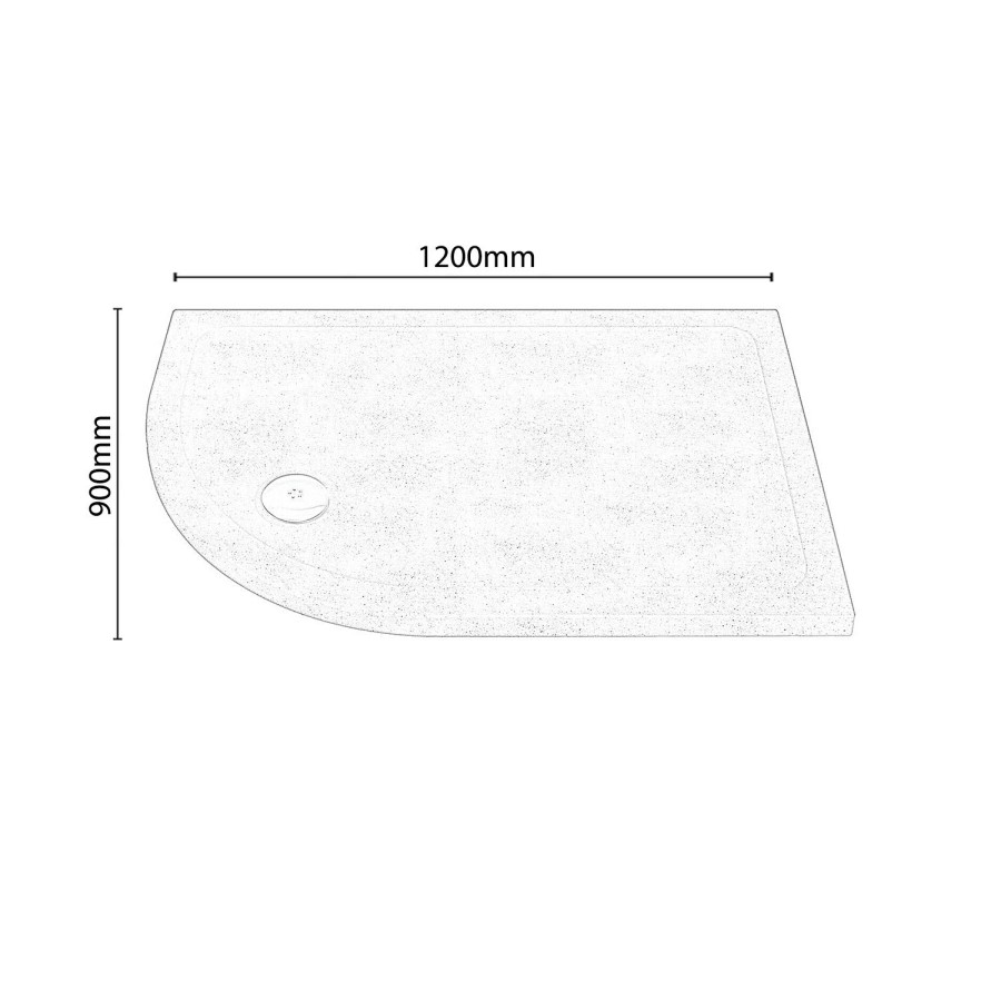 Offset Quadrant Left Hand Low Profile Shower Tray Grey Sparkle 1200 x 900mm - Slim Line