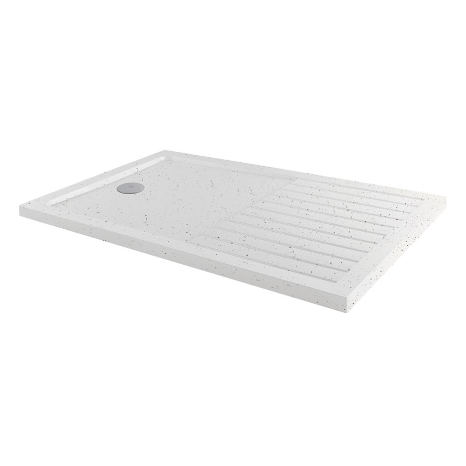 1600 X 800 Shower Tray Slim Line White Sparkle 1600 x 800 Walk-In Shower Tray - Better Bathrooms