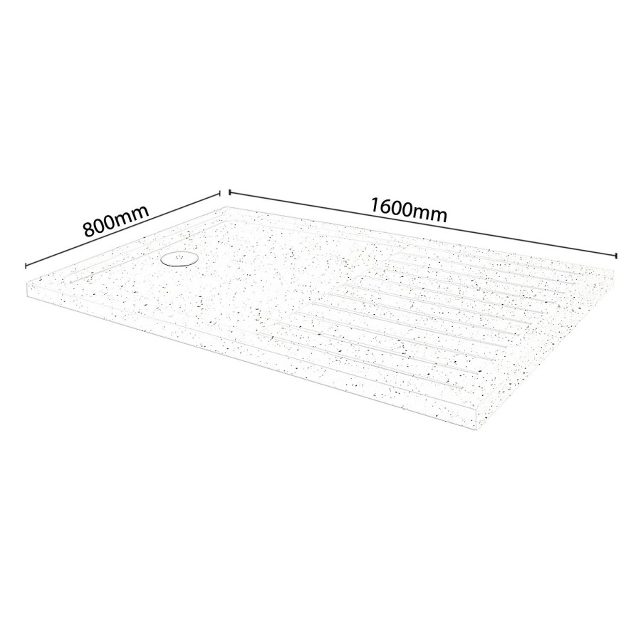 Slim Line White Sparkle 1600 x 800 Walk-In Shower Tray
