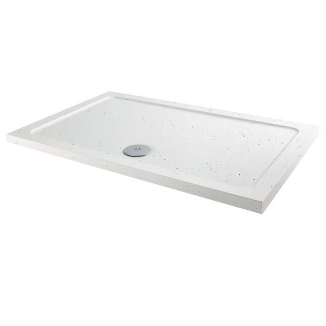 Rectangular Low Profile Shower Tray White Sparkle 900 x 760mm - Slim Line