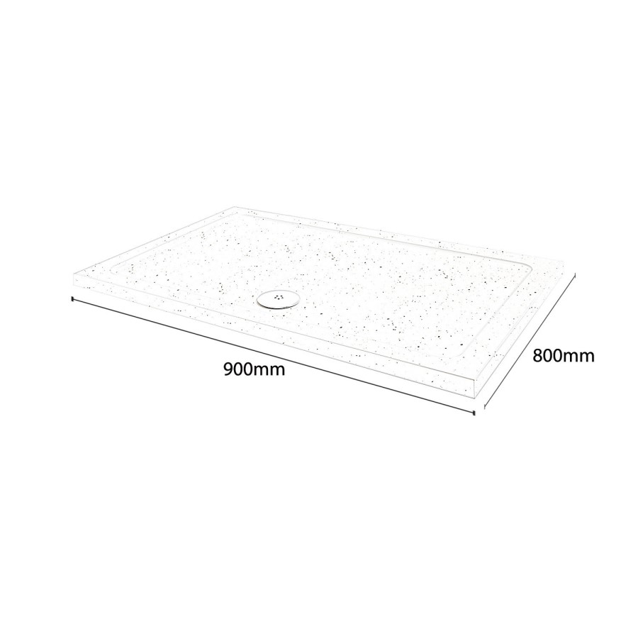 Slim Line White Sparkle 900 x 800 Rectangular Shower Tray