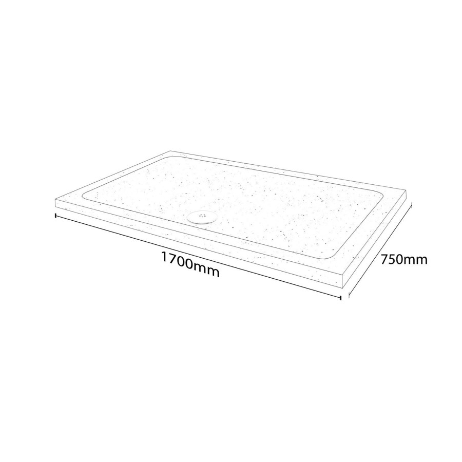 Slim Line White Sparkle 1700 x 750 Rectangular Shower Tray