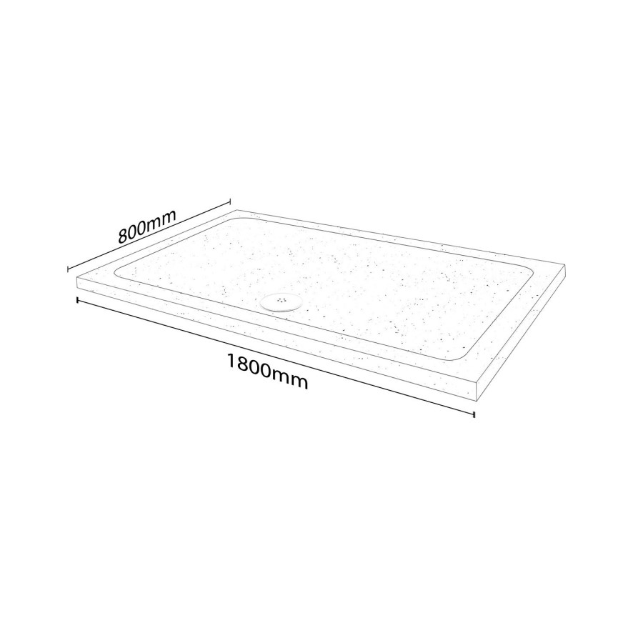 Slim Line White Sparkle 1800 x 800 Rectangular Shower Tray