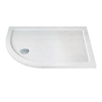 Slim Line White Sparkle 1000 x 900 Left Hand Offset Quadrant Shower Tray