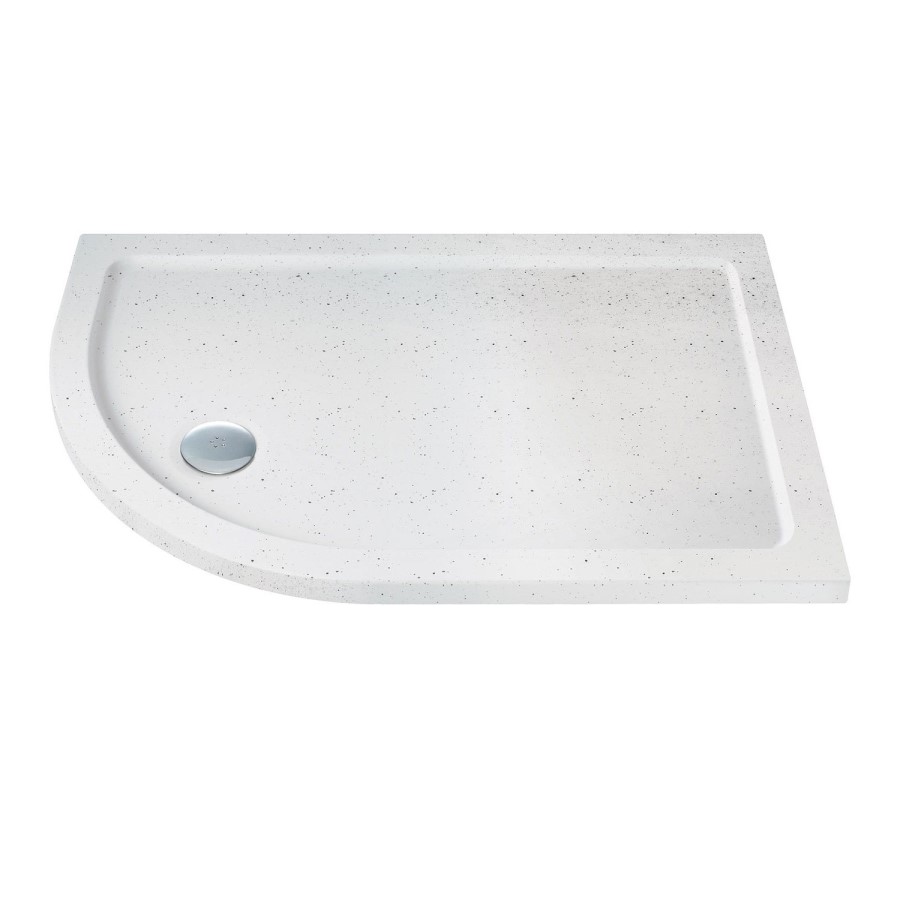 Slim Line White Sparkle 1000 x 900 Left Hand Offset Quadrant Shower Tray