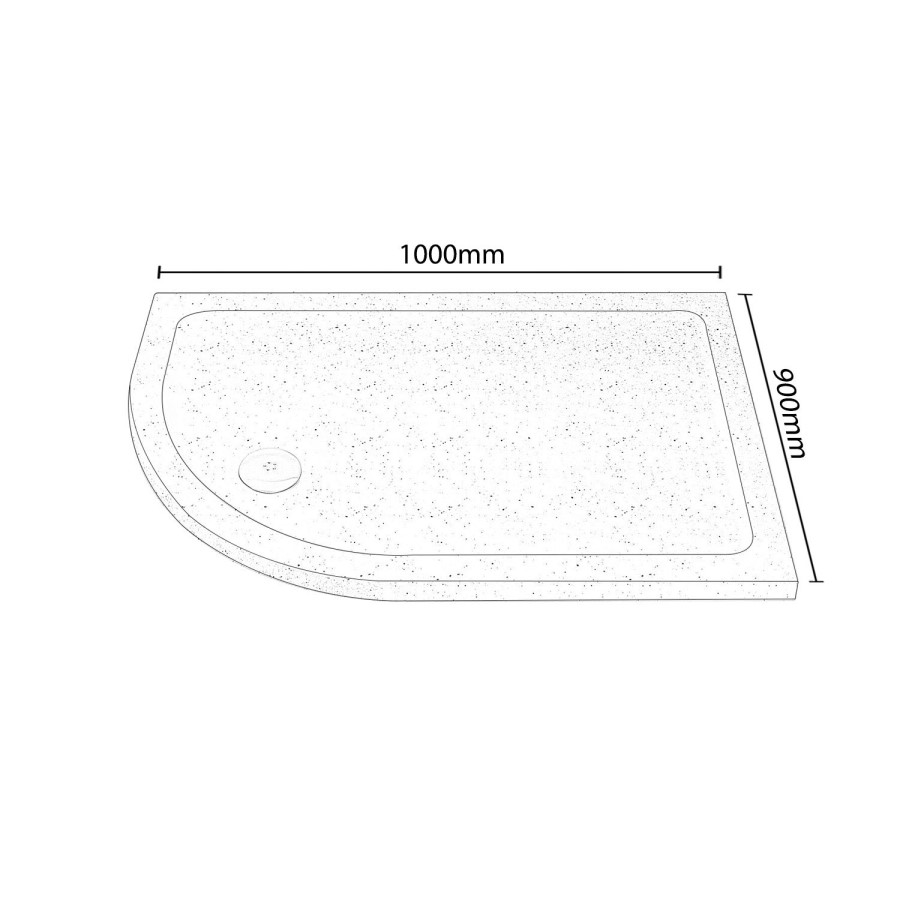 Slim Line White Sparkle 1000 x 900 Left Hand Offset Quadrant Shower Tray