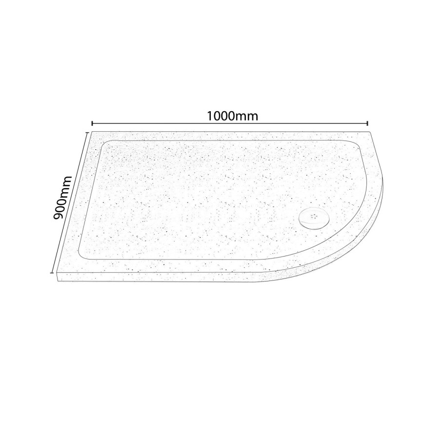 Slim Line White Sparkle 1000 x 900 Right Hand Offset Quadrant Shower Tray