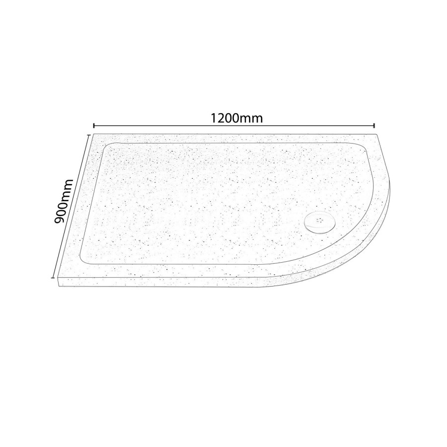 Slim Line White Sparkle 1200 x 900 Right Hand Offset Quadrant Shower Tray