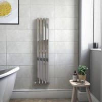 Single Panel Chrome Vertical Living Room Radiator - 1600mm x 300mm 