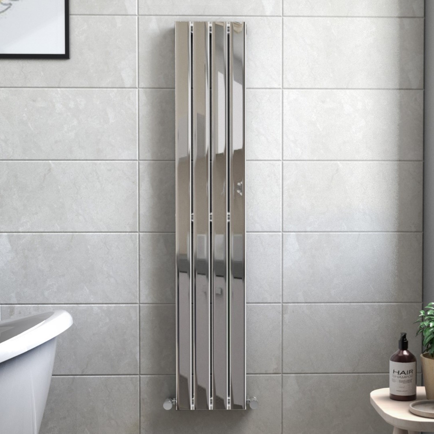 Chrome Vertical Single Panel Radiator 1600 x 300mm - Mojave - Better ...
