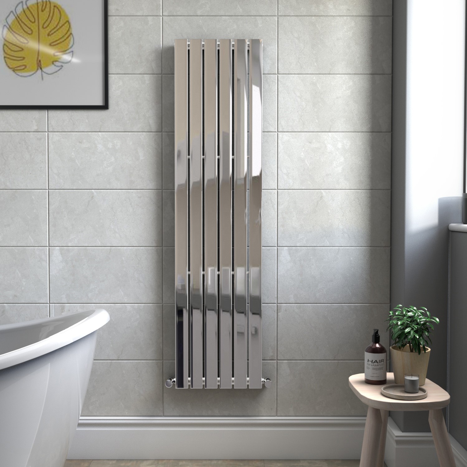 GRADE A2 - Chrome Vertical Single Panel Radiator 1800 x 452mm - Mojave ...