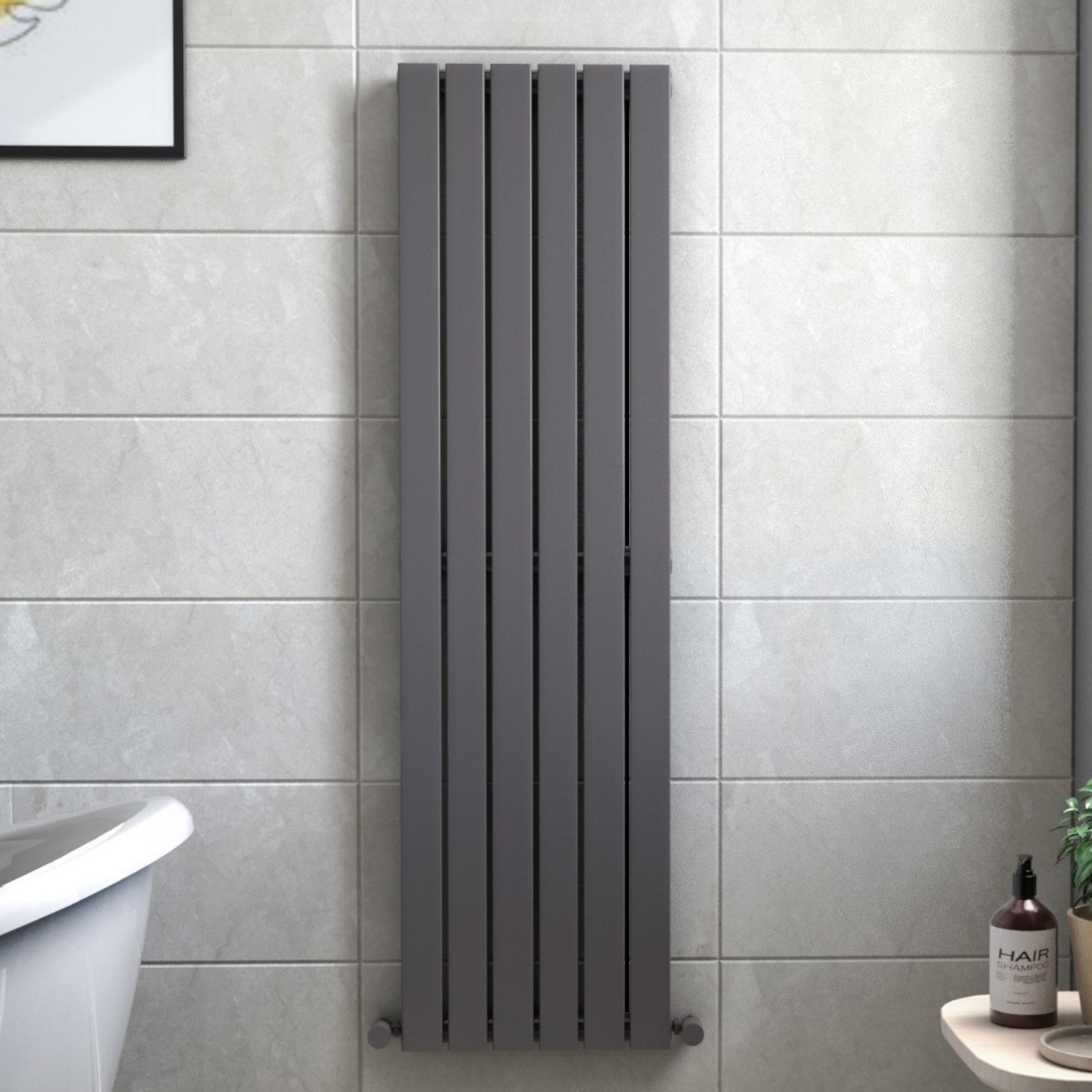 Single Radiator Bottom Entry Anthracite Vertical Single Panel Radiator 1600 x 452mm - Mojave ...
