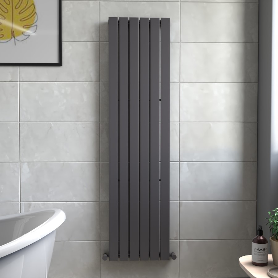 GRADE A1 - Mojave Anthracite Single Panel Vertical Radiator - 1800 x 452mm