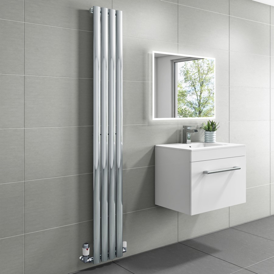 GRADE A1 - Margo Chrome Single Panel Vertical Radiator - 1600 x 240mm