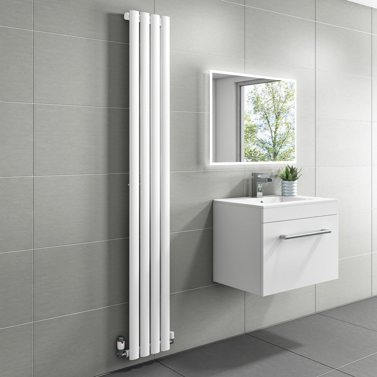 GRADE A1 - White Vertical Single Panel Radiator 1600 x 240mm - Margo ...