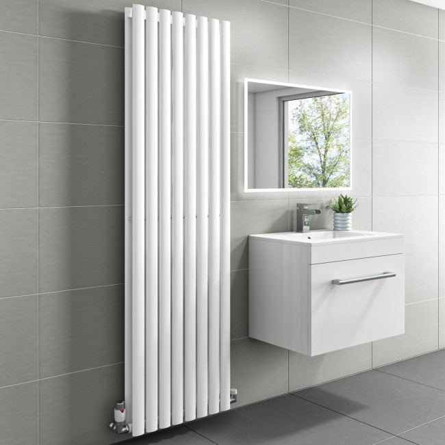 GRADE A1 - 1600mm x 480mm Double Panel White Vertical Radiator - Margo