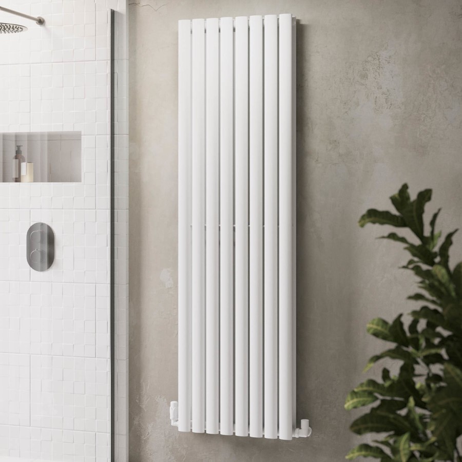 GRADE A1 - 1600mm x 480mm Double Panel White Vertical Radiator - Margo