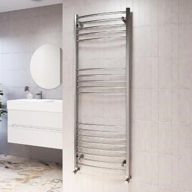 Wall Mounted Designer Heated Towel Rail 800 x 450mm Bathroom Heating Chrome 
