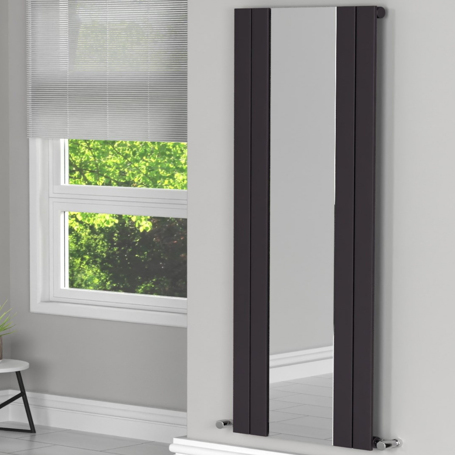 Tanami Radiator GRADE A1 - Tanami Anthracite Single Panel Vertical Radiator with Mirror ...