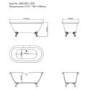 GRADE A1 - Park Royal Freestanding Bath Double Ended Roll Top - 1500 x 740mm