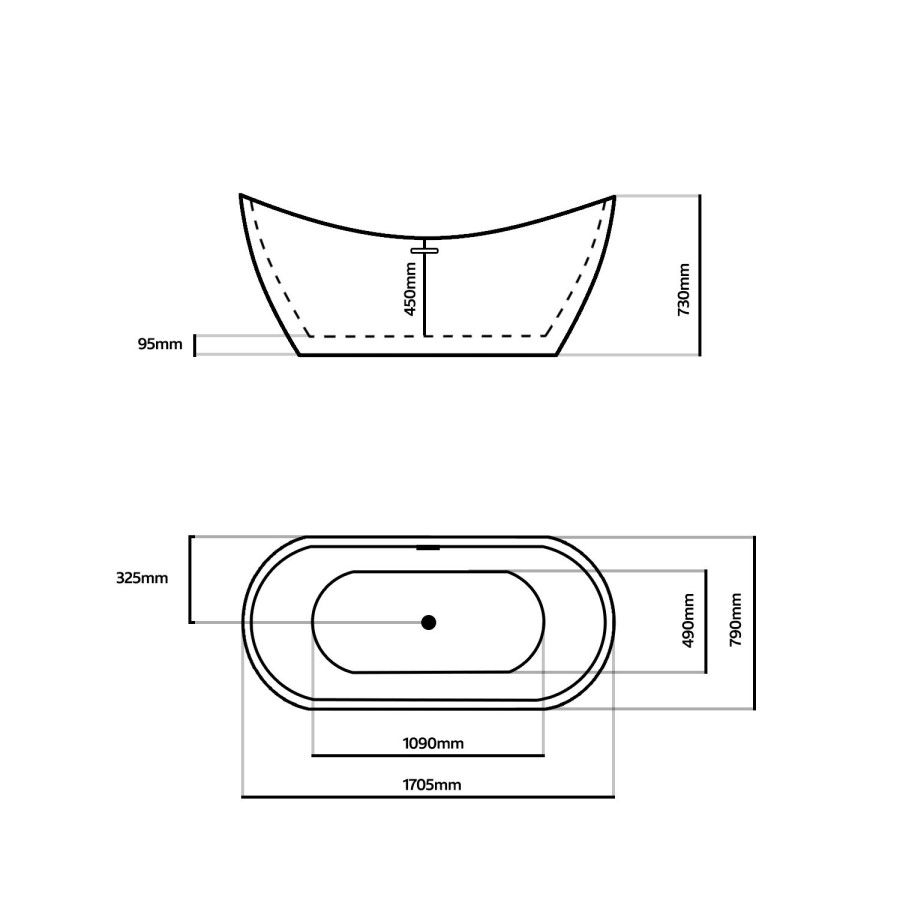 GRADE A1 - Arles Double Ended Freestanding Bath - 1700 x 800mm