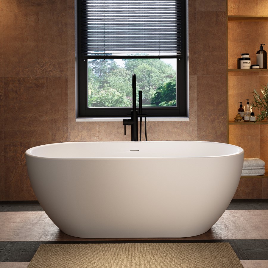 Matt White Freestanding Double Ended Bath 1645 x 745mm - Lisbon
