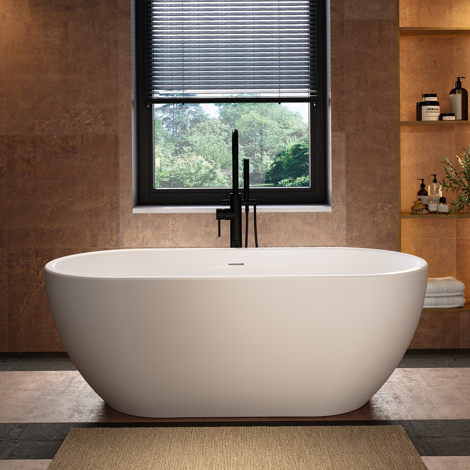 Matt Freestanding Double Ended Bath 1645 X 745Mm - Lisbon Acrylic White