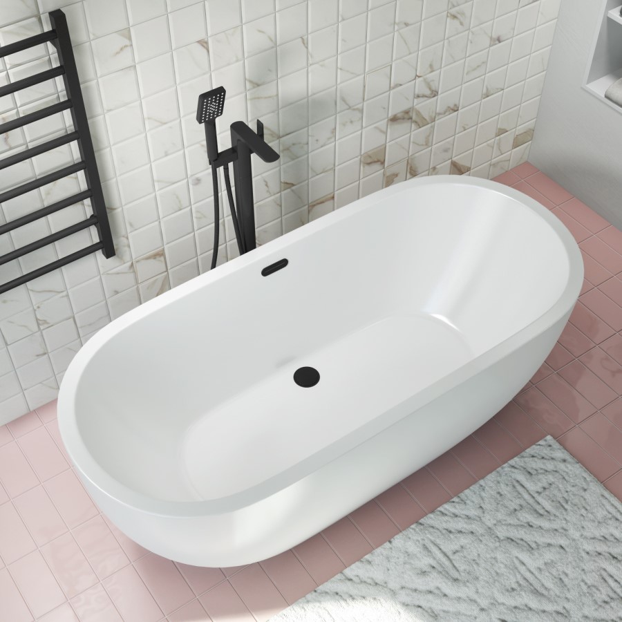 ONLY OPENED - Lago Freestanding Bath Double Ended Freestanding Bath - 1645 x 745mm