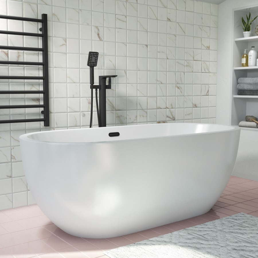 ONLY OPENED - Lago Freestanding Bath Double Ended Freestanding Bath - 1645 x 745mm
