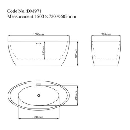 GRADE A2 - Freestanding Double Ended Bath 1500 x 720mm - Alvor