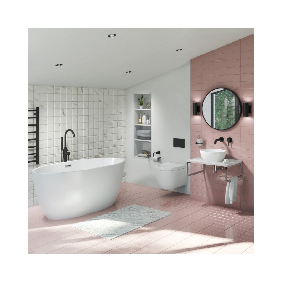 GRADE A1 - Alvor Matt White Oval Double Ended Freestanding Bath - 1500 x 720mm