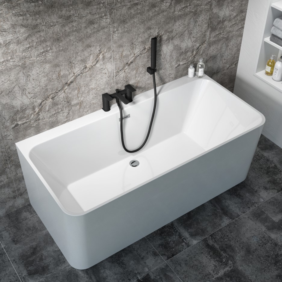 Oslo Slim Back to Wall Double Ended Freestanding Bath 1500 x 740mm Better Bathrooms