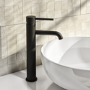 Tall Black Single Lever Mono Basin Mixer Tap - Arissa
