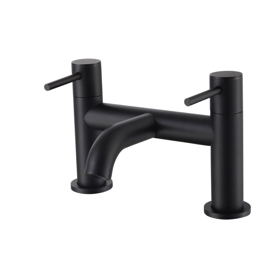 GRADE A1 - Arissa Round Matt Black Deck Mounted Bath Filler Tap