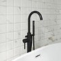GRADE A2 - Arissa Round Matt Black Freestanding Bath Shower Mixer Tap