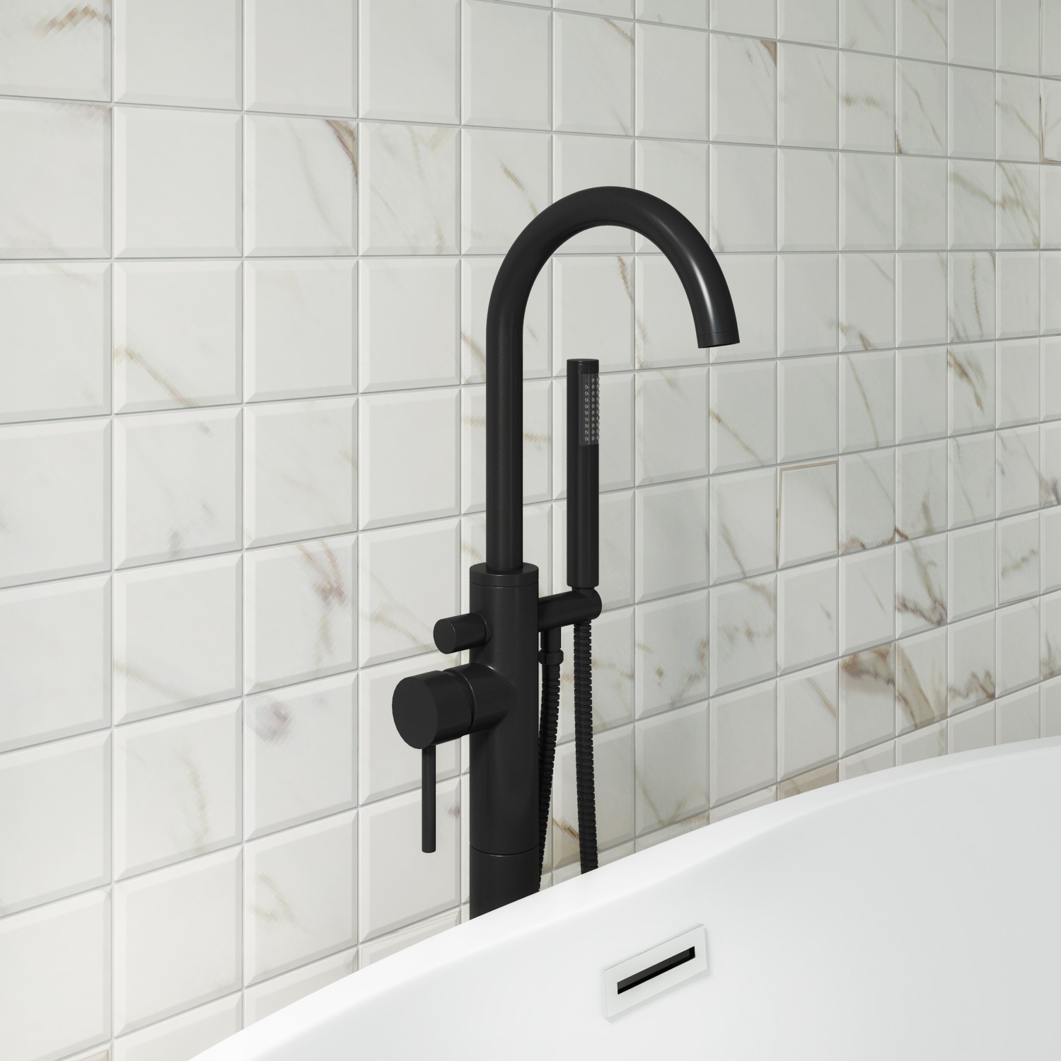Black Freestanding Bath Shower Mixer Tap Arissa Better Bathrooms